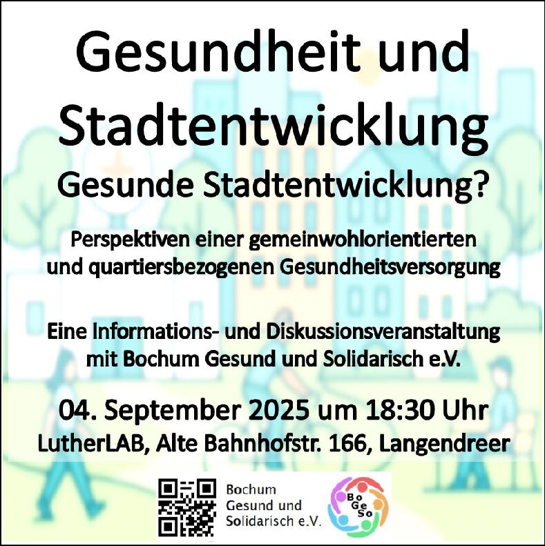 Gesundheit und Stadtentwicklung – Gesunde Stadtentwicklung? am 04. September in Bochum